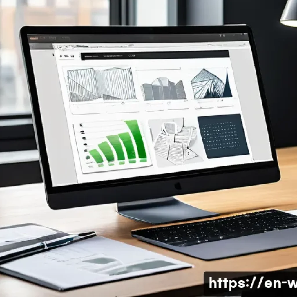 웹디자인 현장 경험 공유 - A modern web designer’s workspace featuring a large widescreen monitor displaying a homepage layout ...