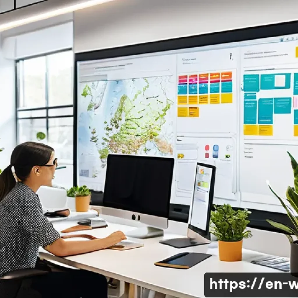 웹디자인 고객 피드백 활용 - A modern UX designer&rsquo;s workspace featuring a large computer screen displaying detailed user journey ...
