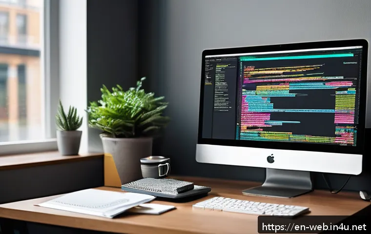 웹디자인 CSS 프레임워크 활용 - A modern web developer&rsquo;s workspace featuring a large high-resolution monitor displaying modular CSS ...